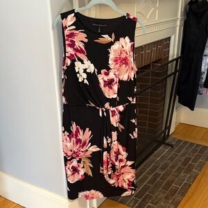 White House Black Market Floral Midi Dress - Black Pink White